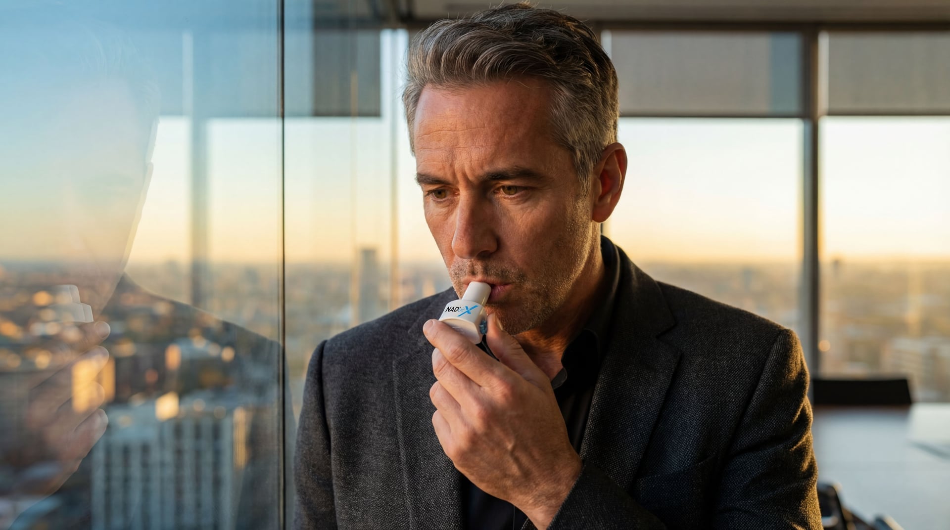 Executive using NADairX® at sunset office