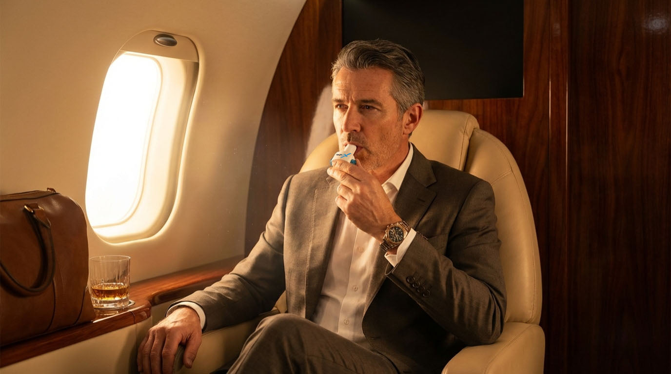 Traveller using NADairX® on private jet